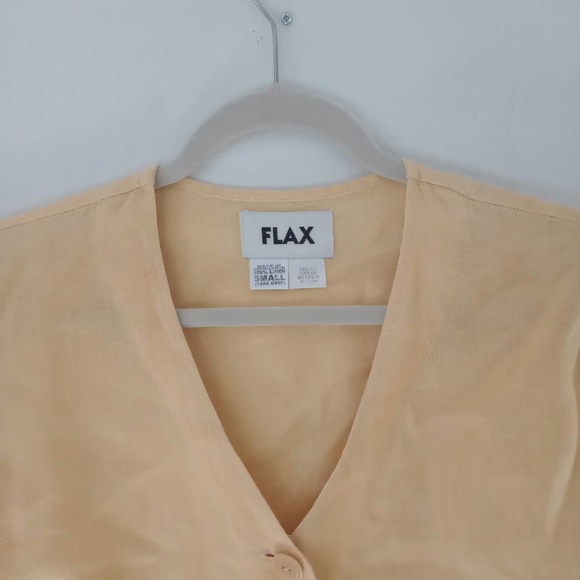 FLAX I Relax, I Let Go Linen Blouse Button Up V Neck Quarter Sleeve Small - Picture 2 of 5